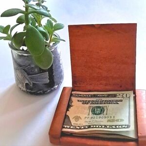 Wood Box Unisex Flat Hand Made Small Bracelets Necklace Paper Money Trinkets